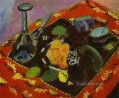 Platos y frutas sobre una alfombra roja y negra 1906 fauvismo abstracto Henri Matisse